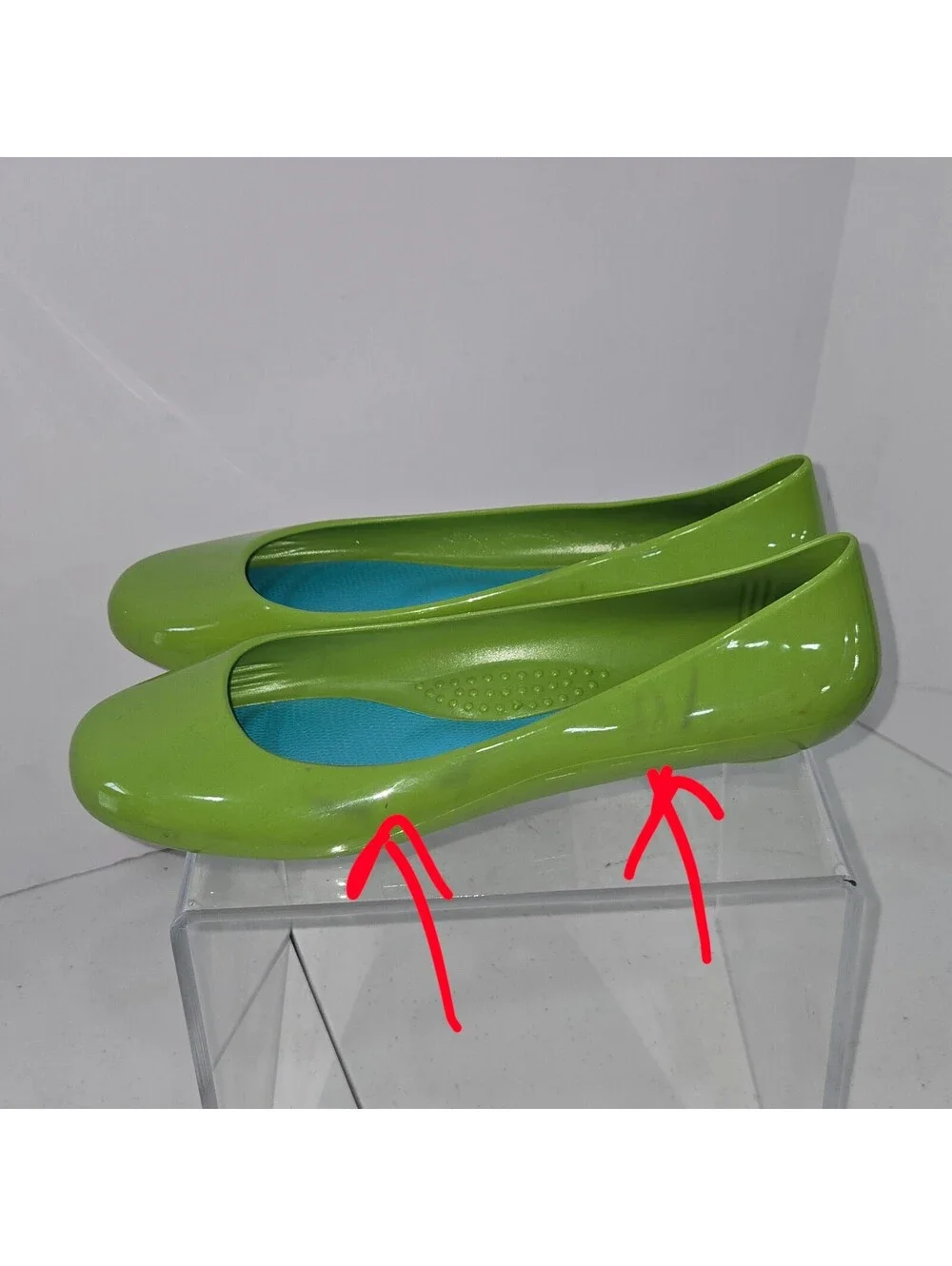 Oka-B Green Jelly Ballet Flats Women's US 10 EU 40 Waterproof Slip On Shoes